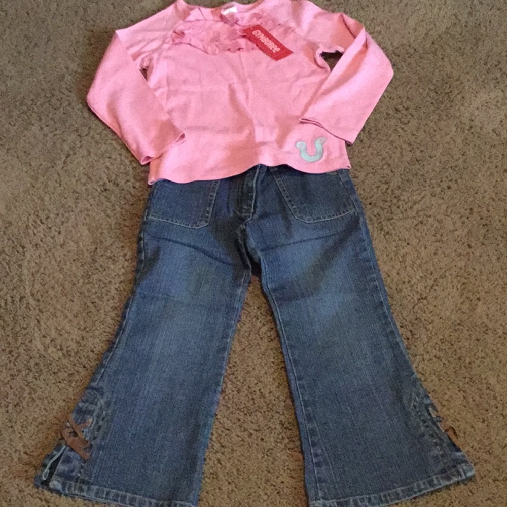Vintage Gymboree Park City Luxe NWTs jeans & NWTs pink horseshoe top sz 5